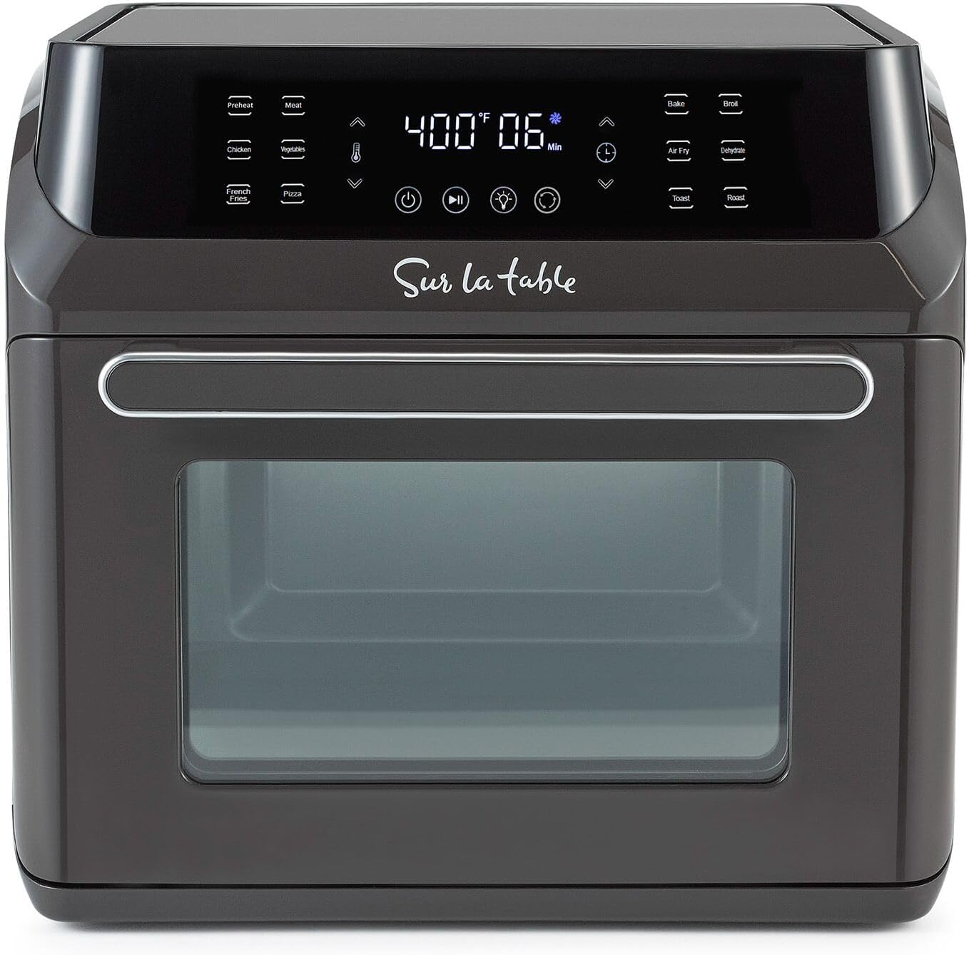 Sur La Table 16 Qt Air Fryer Oven with 12 in 1 Functions for Quick and Easy Meals, includes 7 accessories, Black