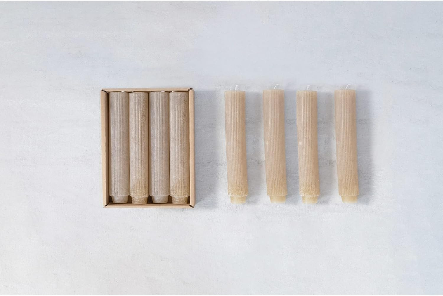 Creative Co-Op Unscented Pleated Taper Candles in Box, Set of 12