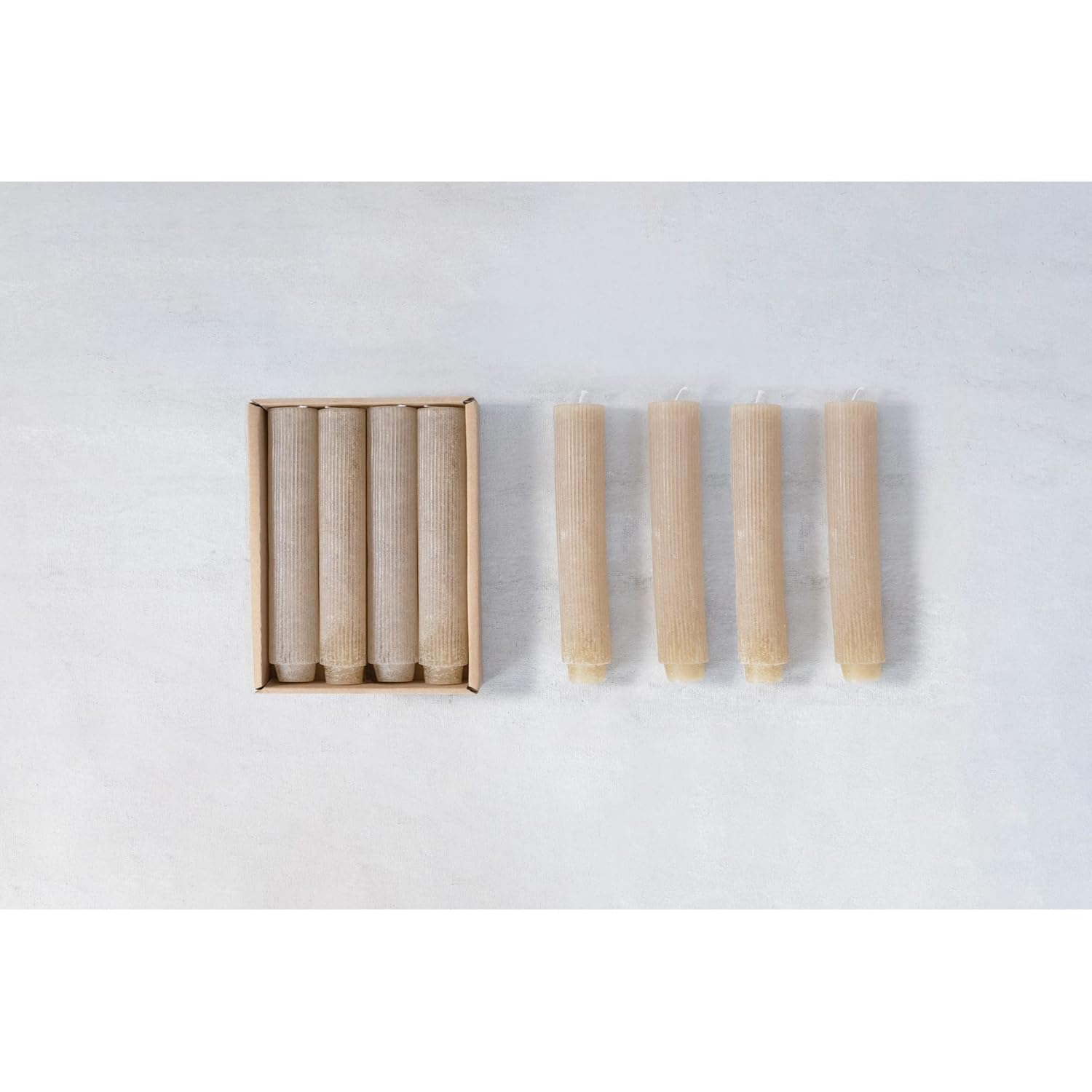 Elegant Linen Black Pleated Taper Candle in Powder Finish