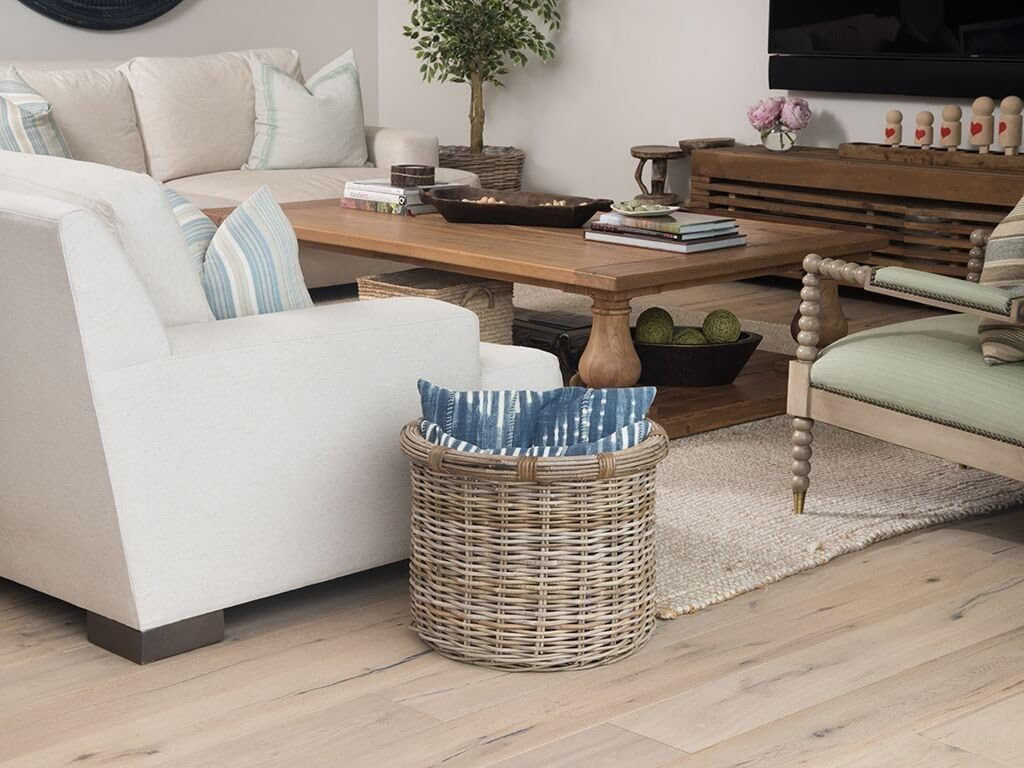 Gray-Brown Round Rattan Storage Basket