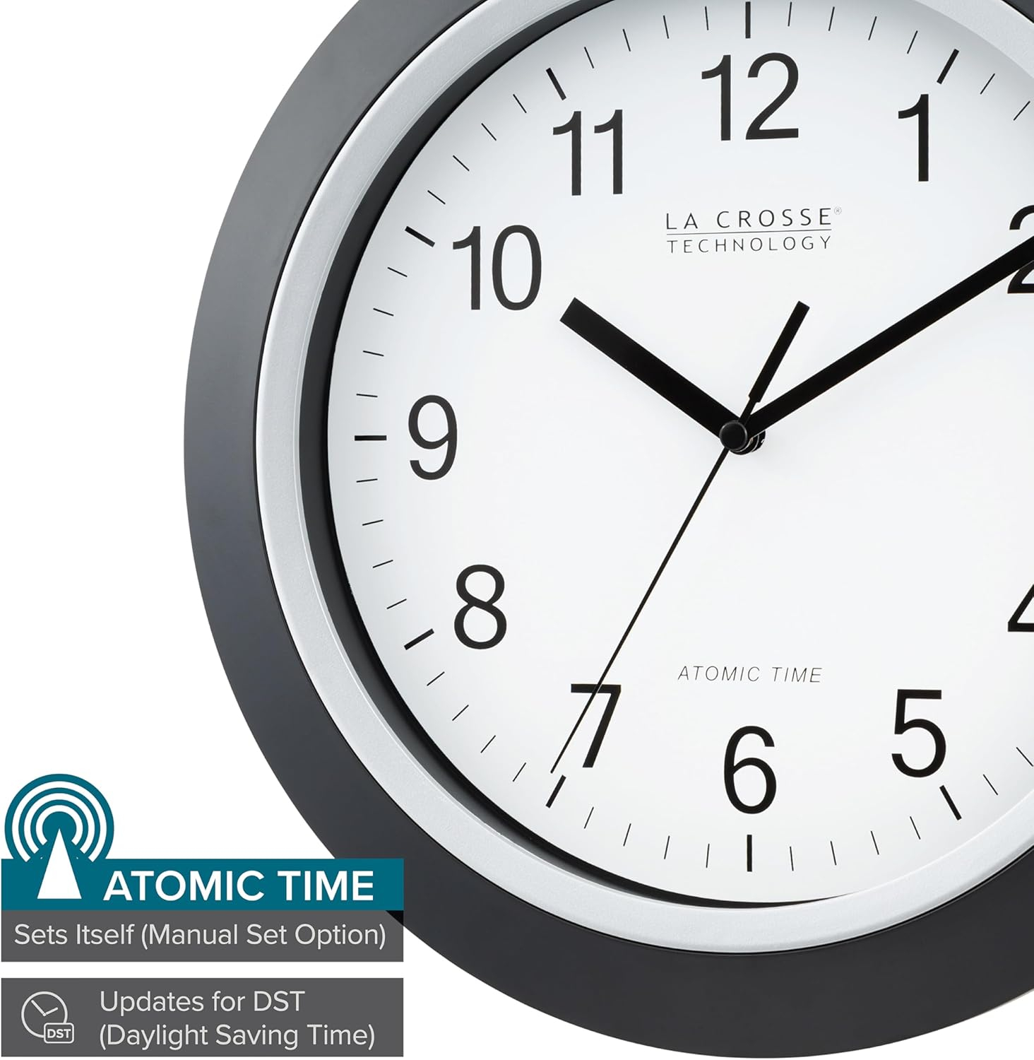 La Crosse Technology WT-3129B 12 Inch Atomic Analog Wall Clock -Black