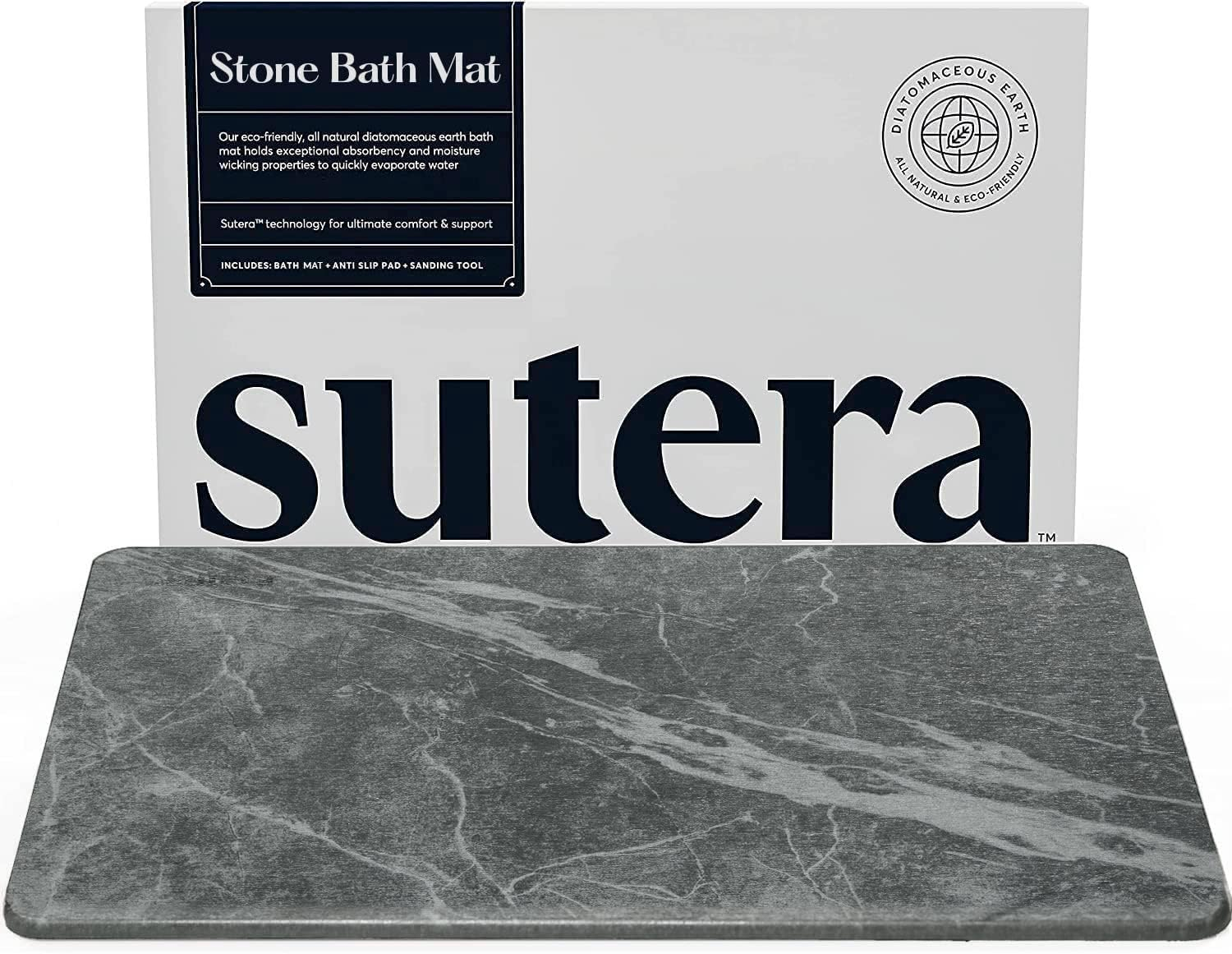 Slate Gray Diatomaceous Earth Non-Slip Bath Mat