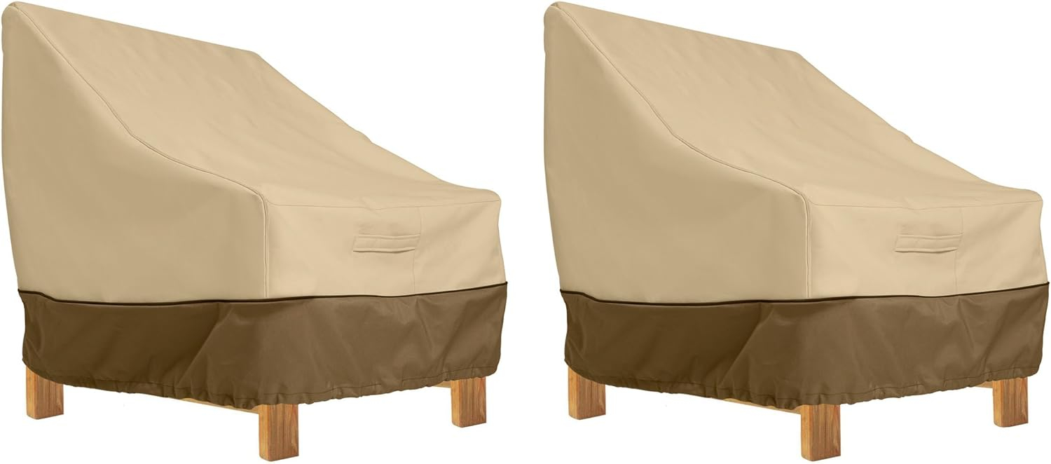 Classic Accessories 38" x 40" x 31" Beige and Brown Rectangle Patio Chaise Lounge Cover (2 Pack)