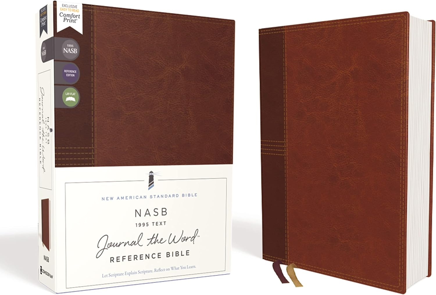 Nasb, Journal the Word Reference Bible, Leathersoft Over Board, Brown, Red Letter Edition, 1995 Text, Comfort Print - by  Zondervan (Hardcover)