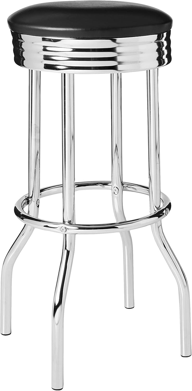 Retro Black Wood and Chrome 3-Piece Pub Set