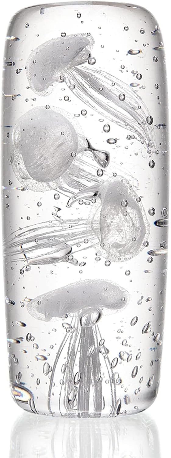 SPI Home 58011 Clear Jellyfish Quartet Glow in The Dark 6.5 x 2.5 Art Glass Table Top Figurine Décor