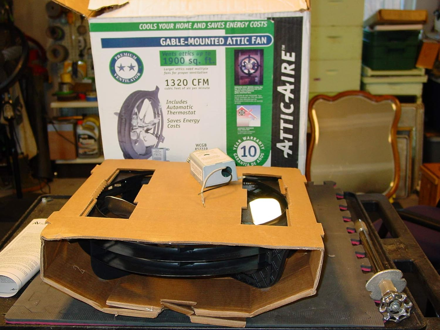 Air Vent Gable Mount 18" Duct 350 CFM Ventilation Fan 35Db for Attic - Plastic