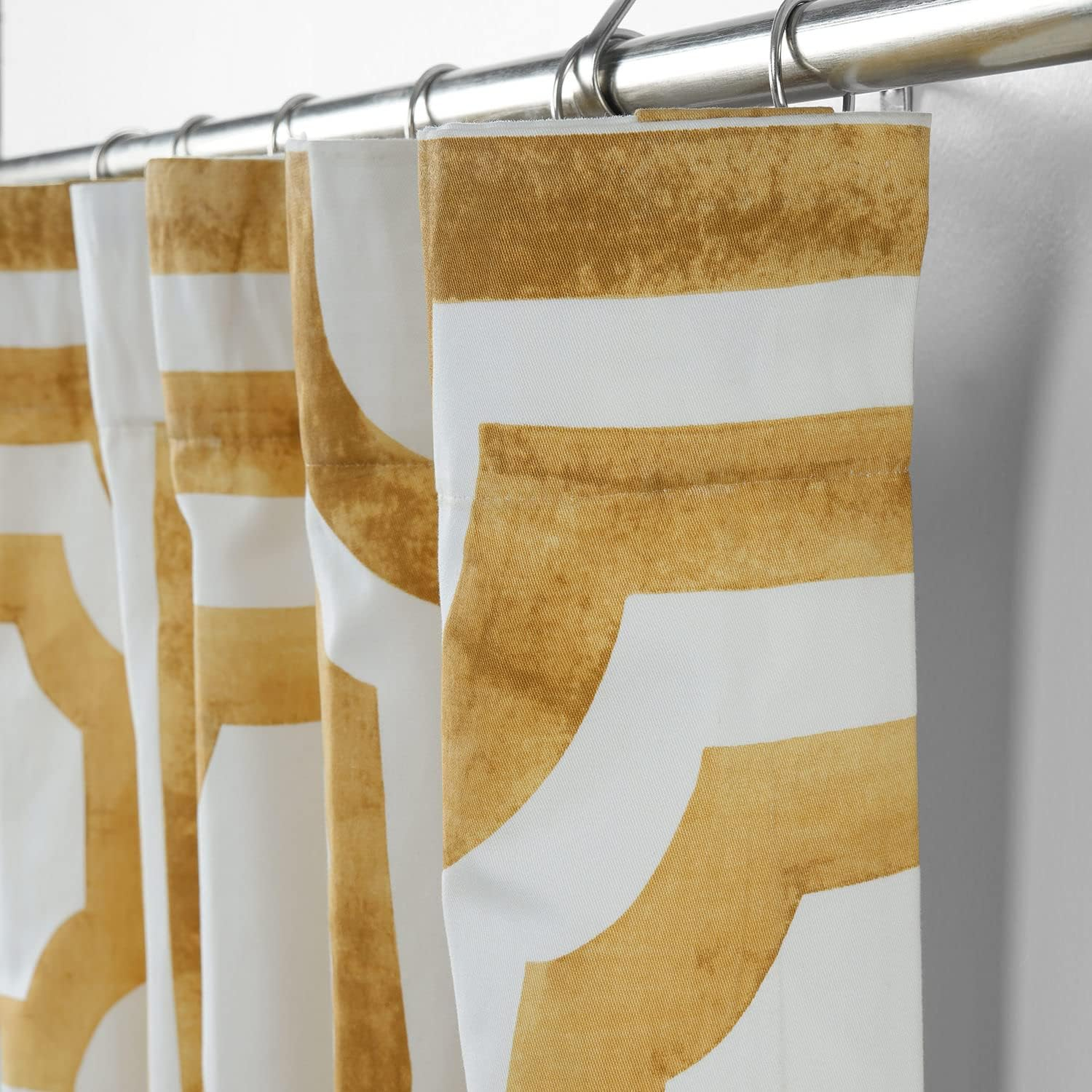 HPD Half Price Drapes Geometric Printed Curtains 96 Inches Long Luxury Cotton Curtains (1 Panel) Room Darkening Window Curtains for Bedroom & Living Room, 50W x 96L, Mecca Geometric Gold
