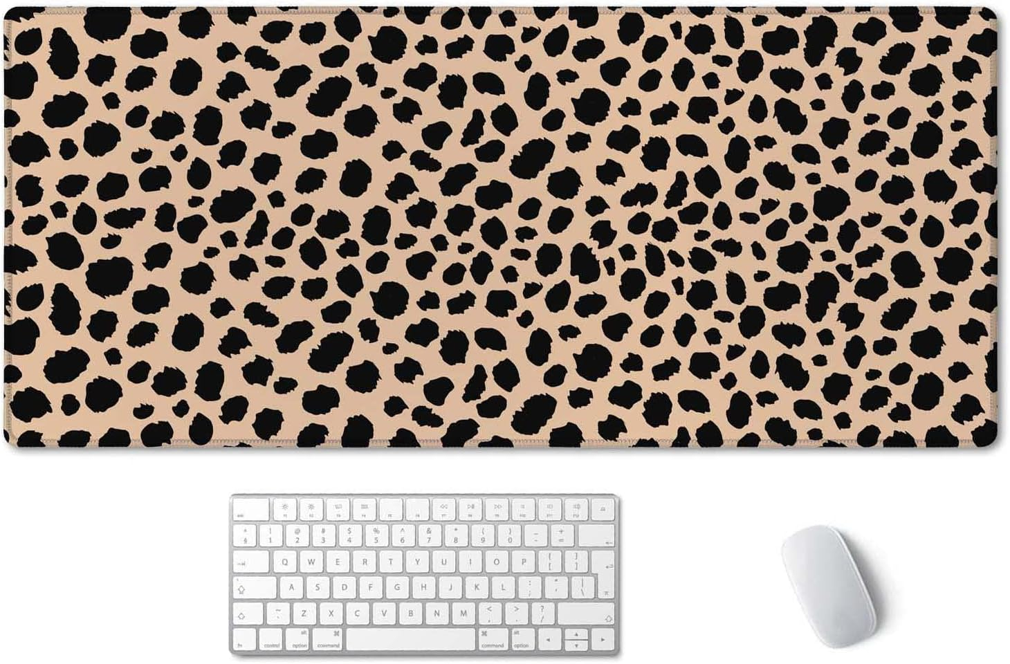 SSOIU Leopard Print Cute Desk Mat, Extra Large Non-Slip Rubber Mousepad - 35.5x15.7 in, Extended Gaming Mouse Pad