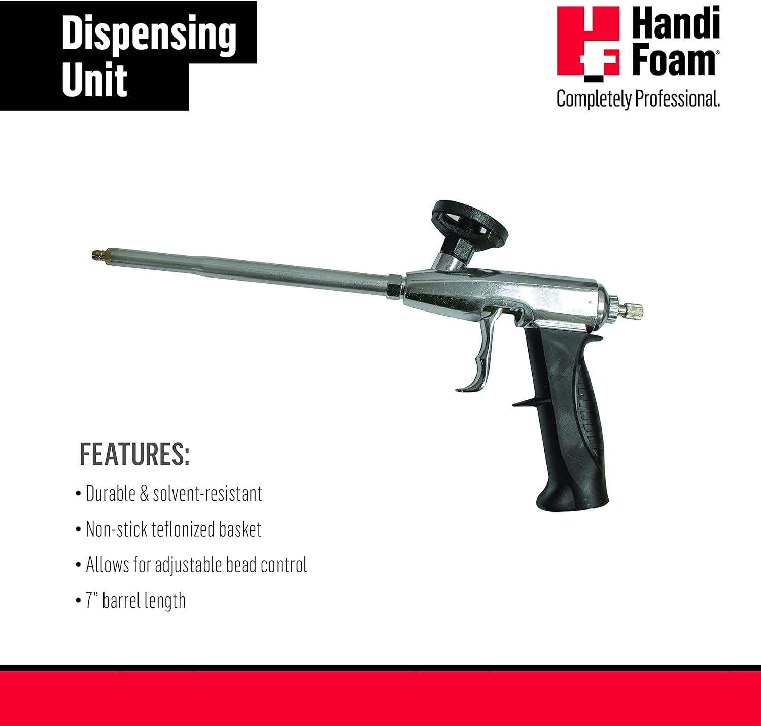 HandiFoam HT550 Gun Foam Applicator, 7 in. (18 cm) Barrel, Adjustable Bead Control, Compatible with Most Gun Foam Cans, Intermediate-Level Professional Polyurethane Spray Foam Gun