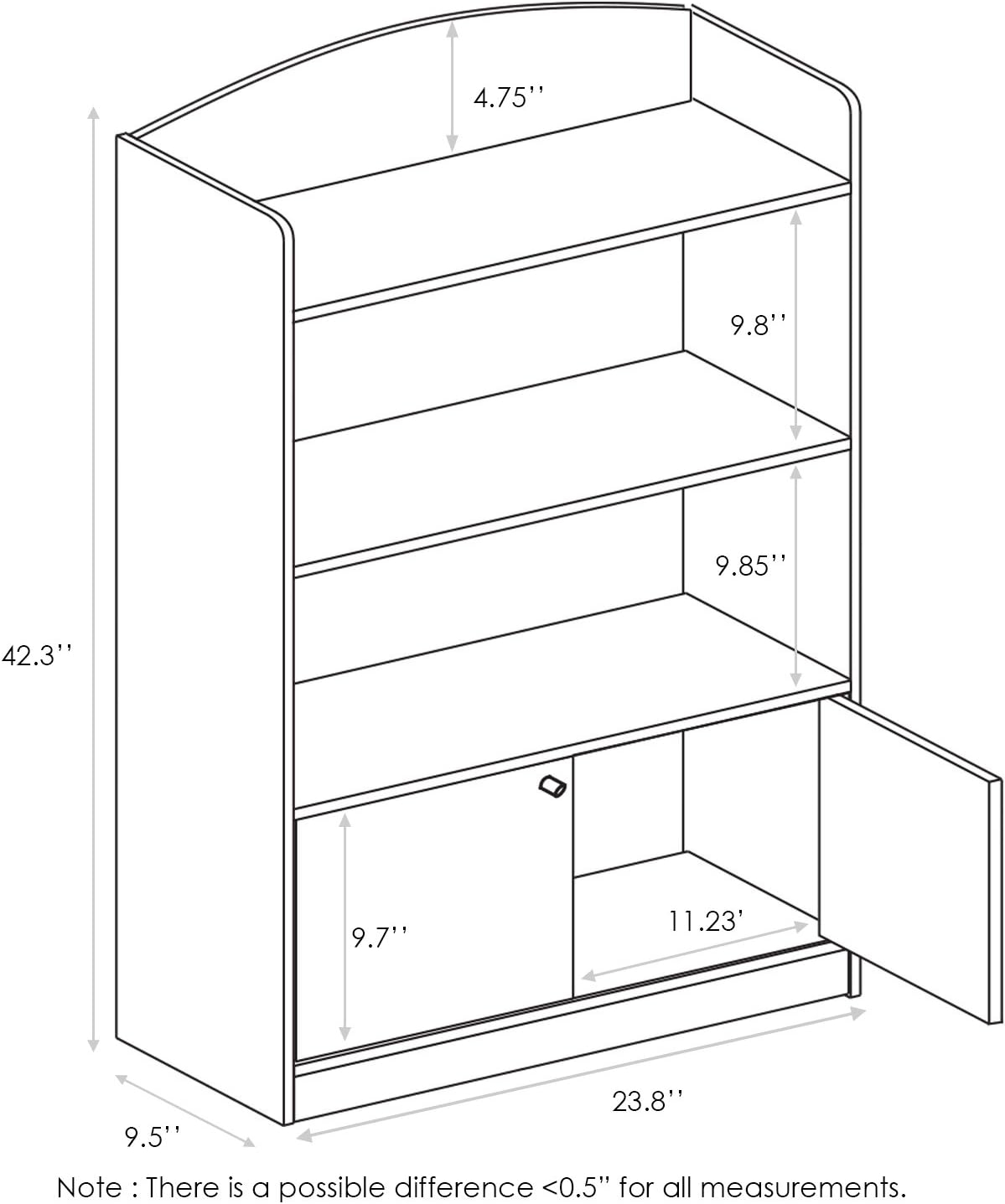 Furinno Lova Bookshelf with Storage Cabinet, Pink