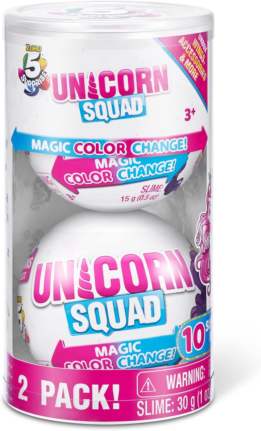 5 Surprise Unicorn Squad Series 7 (2 Pack) by ZURU Magic Color Change, Glowing Fairies, Collectibles Mini Unicorn Toys