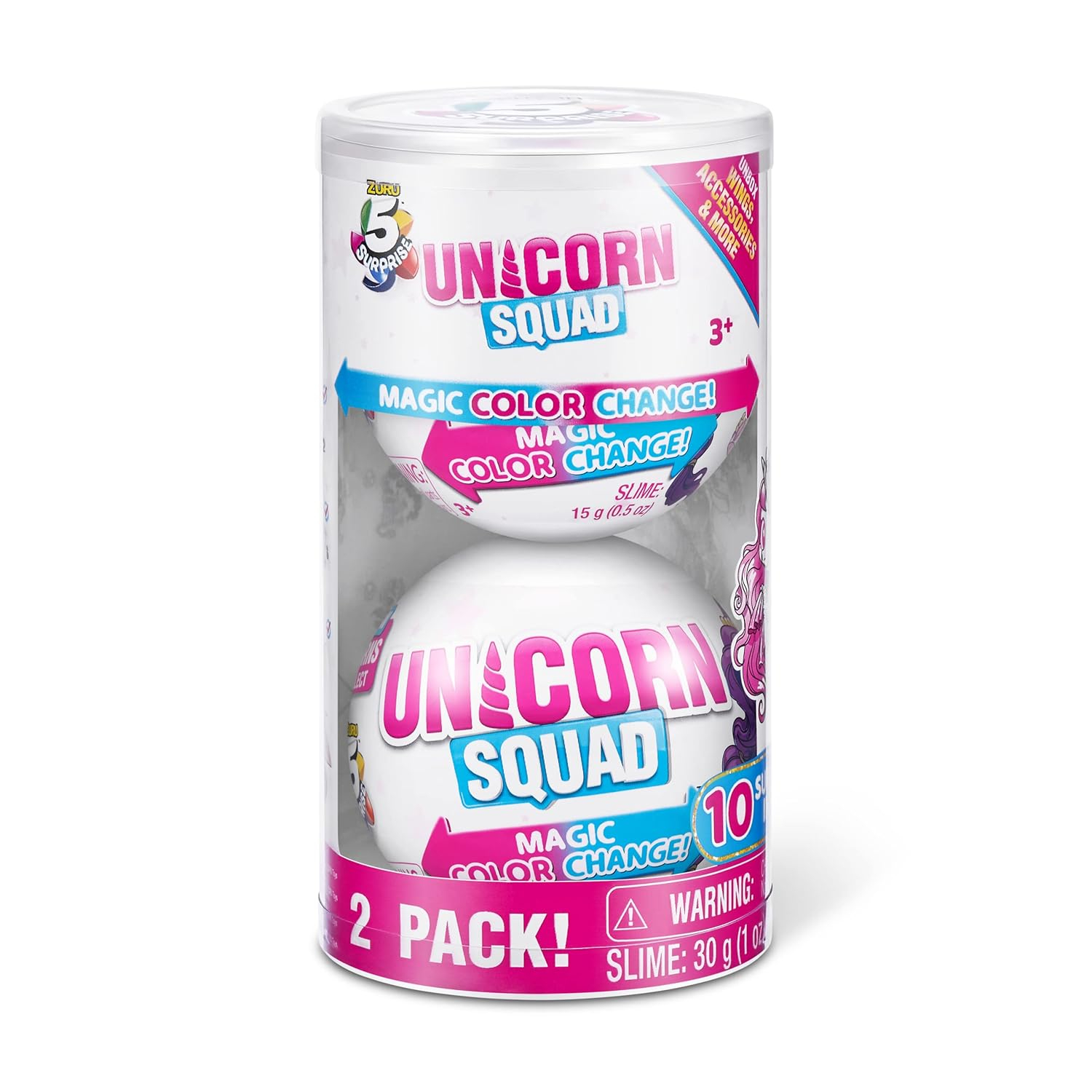 5 Surprise Unicorn Squad Series 7 (2 Pack) by ZURU Magic Color Change, Glowing Fairies, Collectibles Mini Unicorn Toys