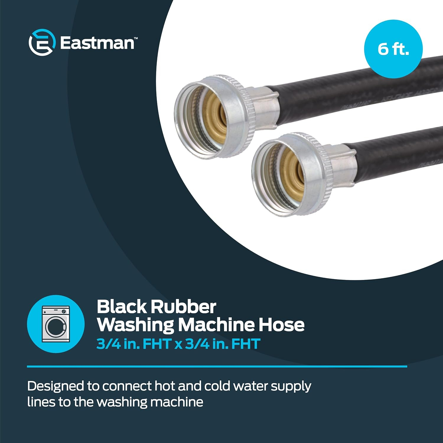 Eastman 60325N Rubber Washing Machine Fill Hose