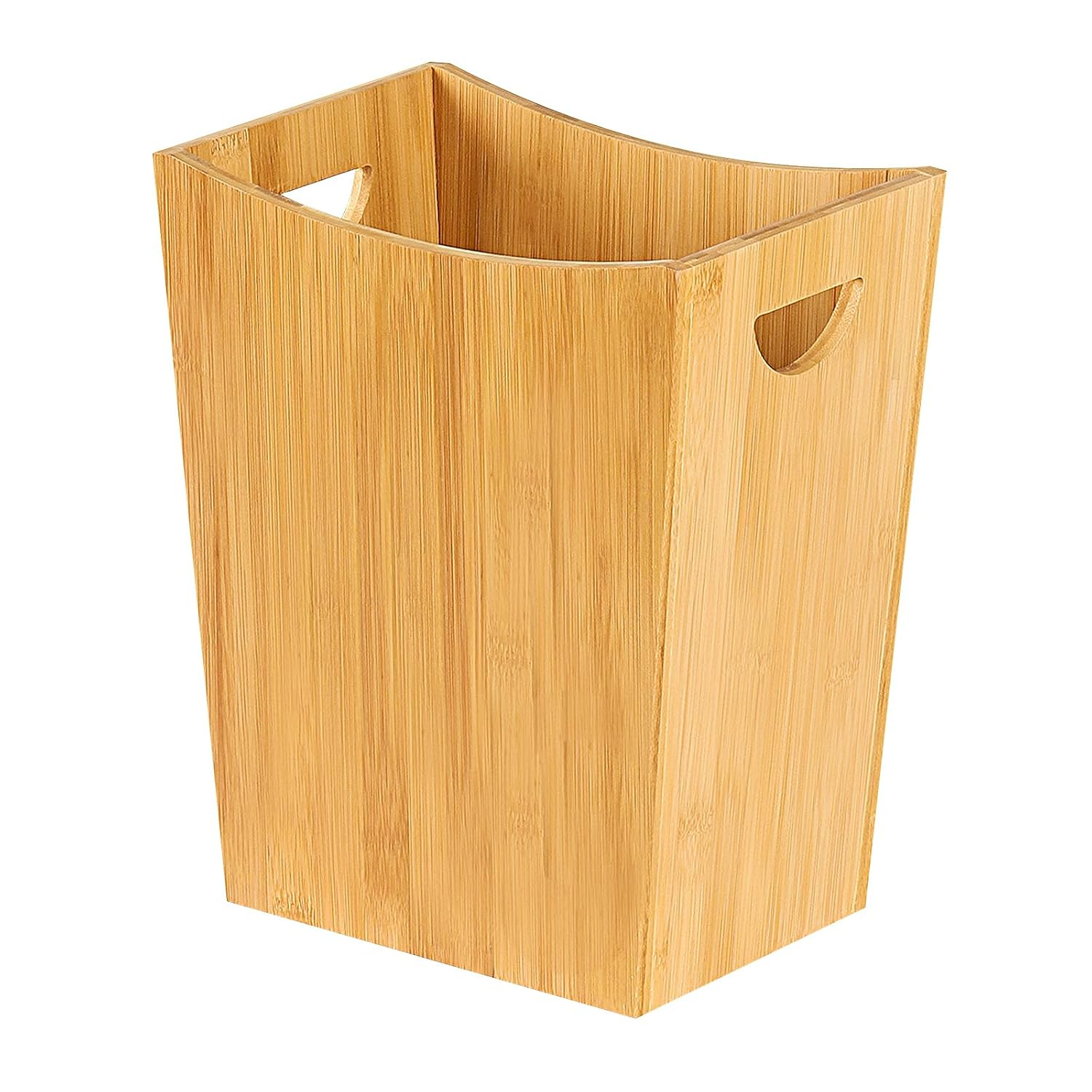 SEHERTIWY Wood Trash Can, Farmhouse Wastebasket Bin for Bathroom, Office, Bedroom, Living Room, Small Square Rustic Garbage Container (Wood-Black)
