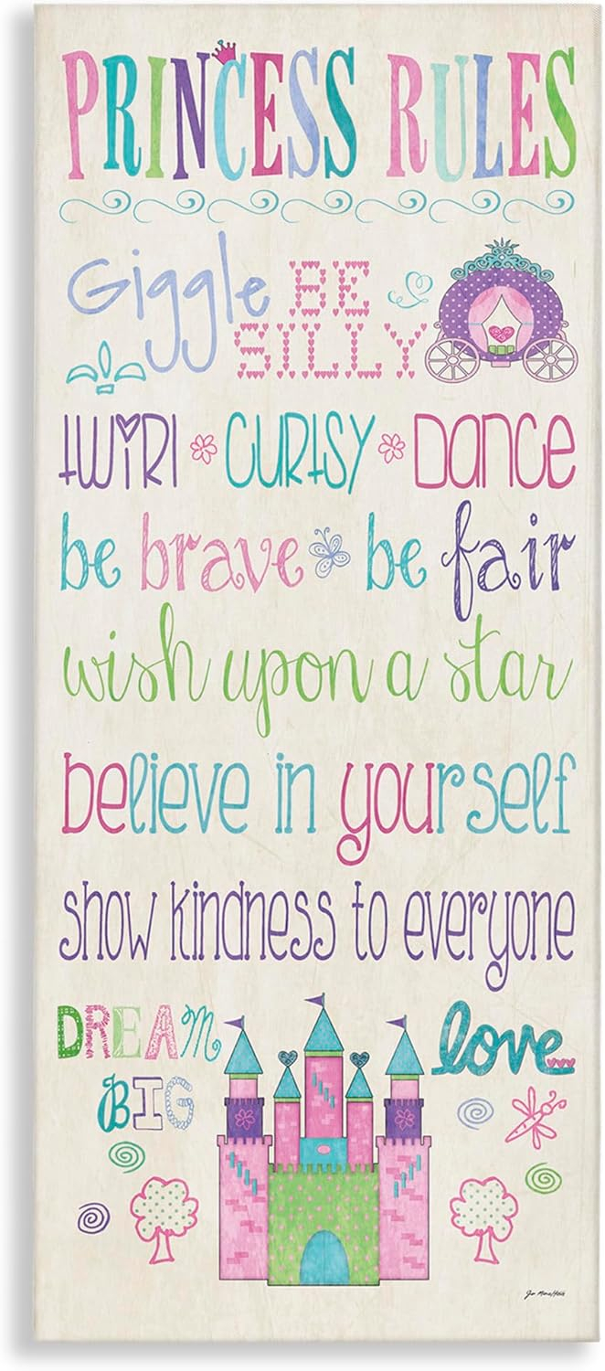 The Kids Room by Stupell Princess Rules With Castle And Carriage Canvas Wall Art by Jo Moulton