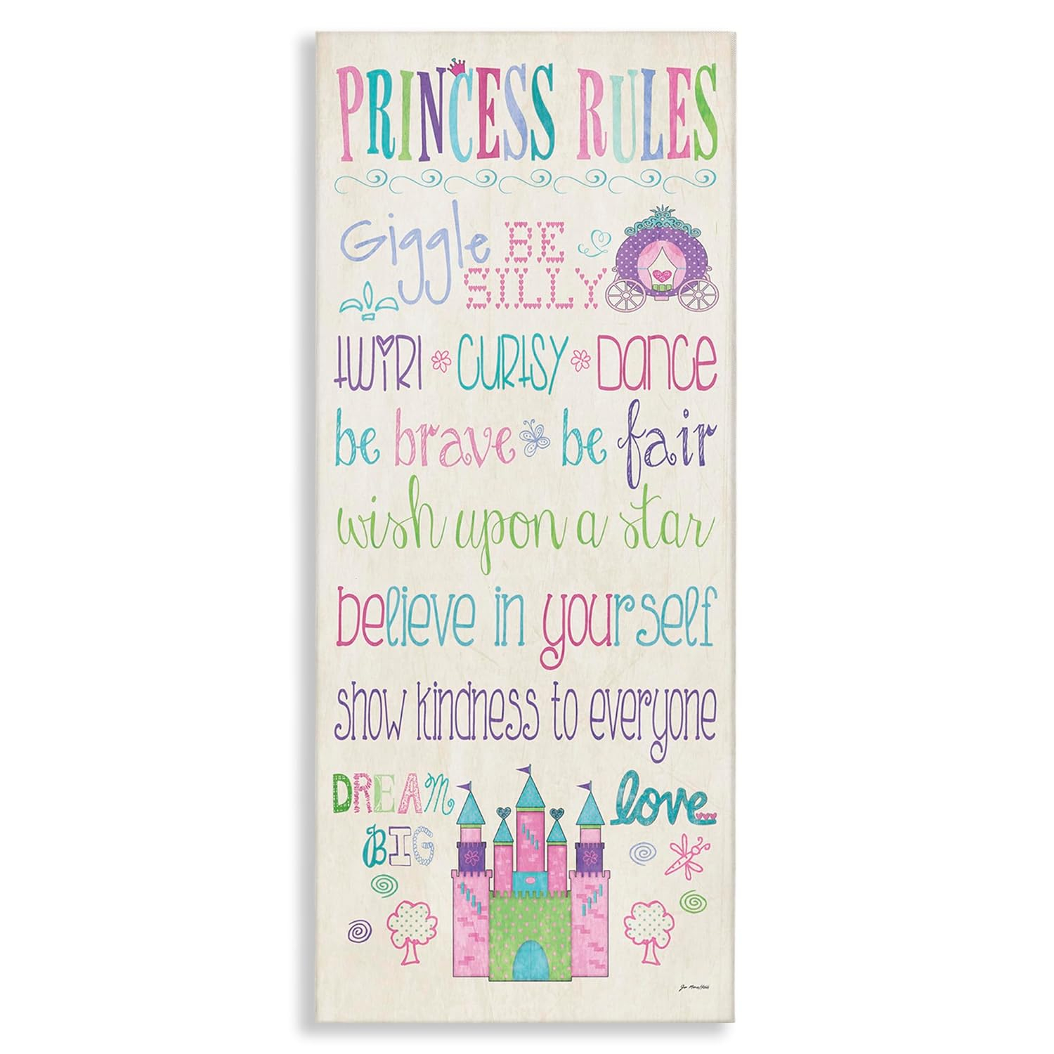 The Kids Room by Stupell Princess Rules With Castle And Carriage Canvas Wall Art by Jo Moulton
