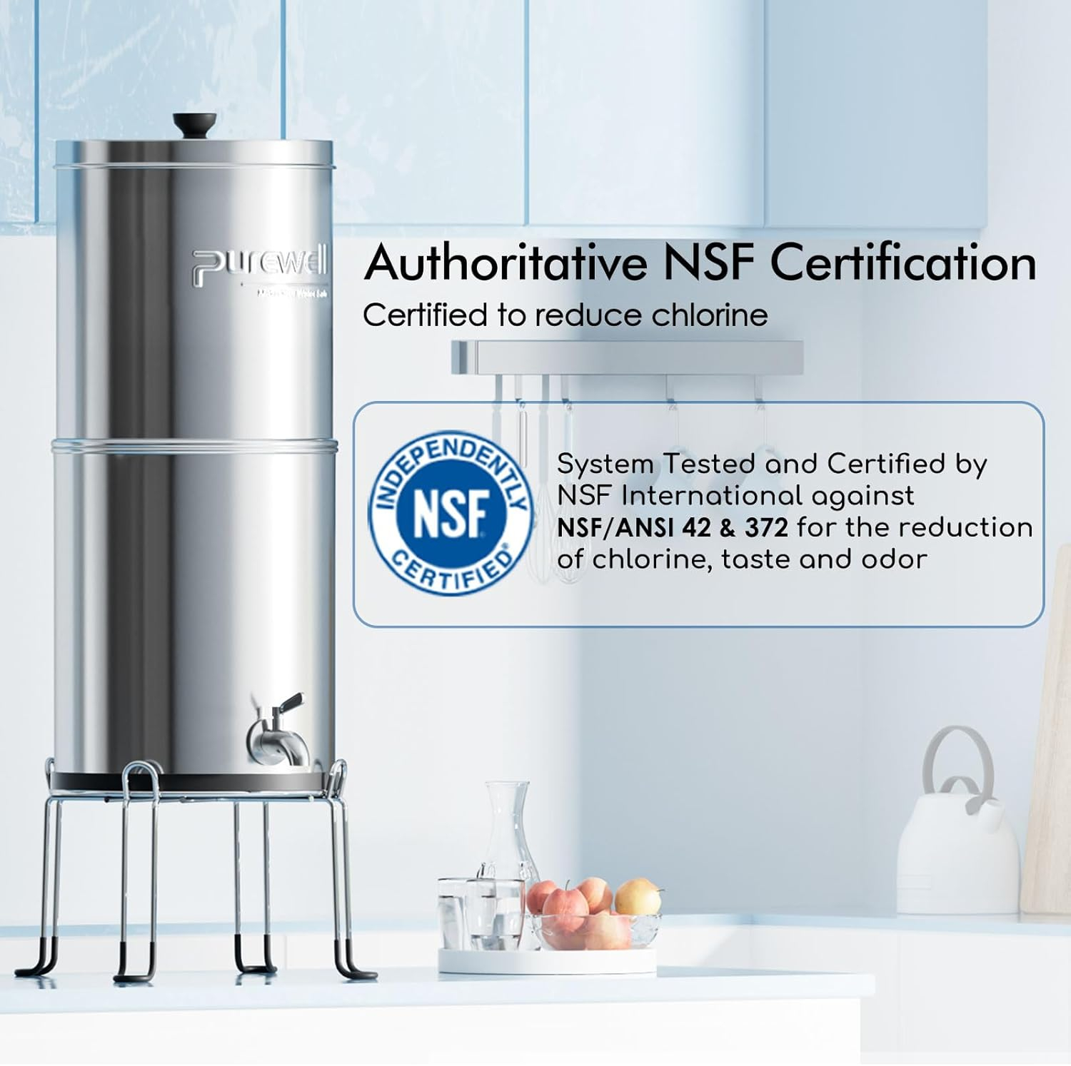 Purewell 3-Stage Stainless Steel Gravity Water Filter System
