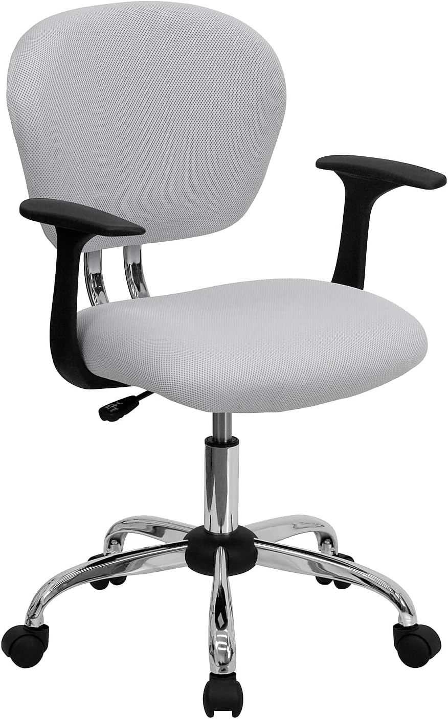 Mid-Back White Mesh Swivel Task Chair with Chrome Base