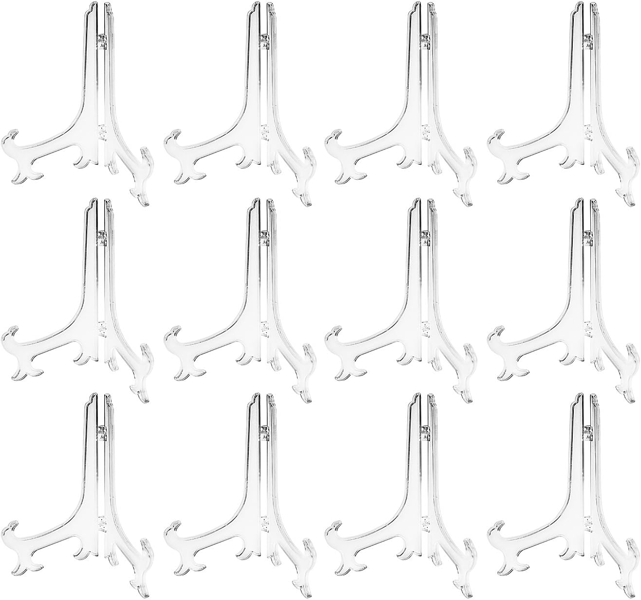 Super Z Outlet Plastic Easels 12 Pack Clear Easel Stands Easel Display Stand for Photo, Place Card, Collectibles, Light Items - Perfect for Wedding Cards, Party, Home, Party Decorations (8 Inches)