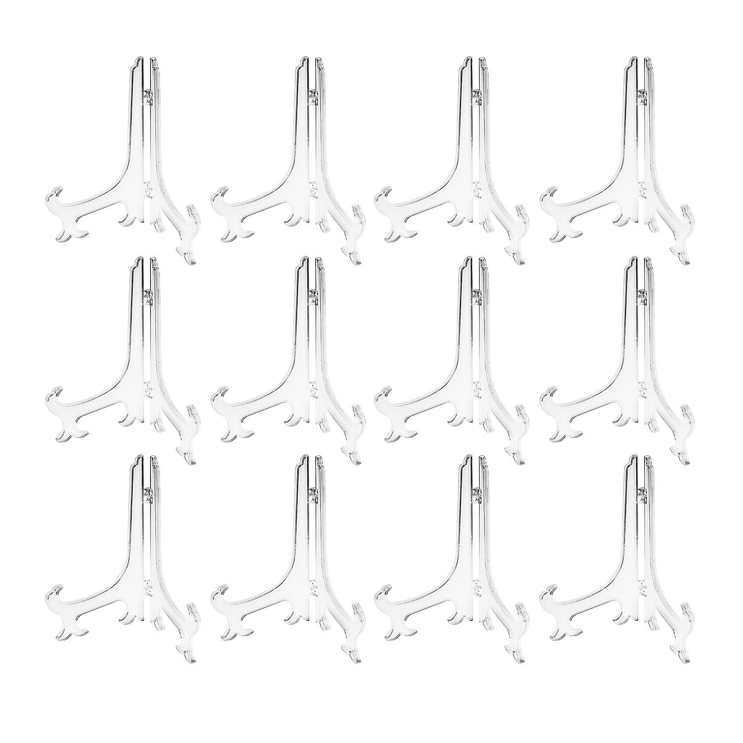 Super Z Outlet Plastic Easels 12 Pack Clear Easel Stands Easel Display Stand for Photo, Place Card, Collectibles, Light Items - Perfect for Wedding Cards, Party, Home, Party Decorations (8 Inches)