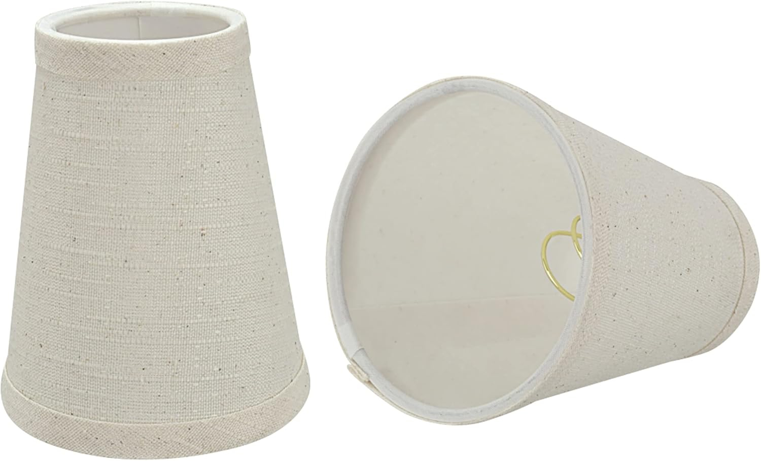 Aspen Creative 32663-2 Small Hardback Empire Shape Chandelier Clip-On Lamp Shade Set (2 Pack), Transitional Design in Off-White, 4" bottom width (2 1/2" x 4" x 5" )