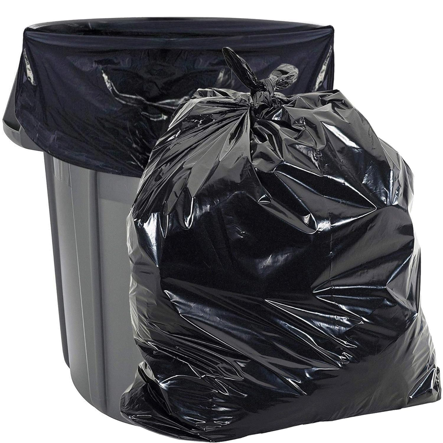 Aluf Plastics 33 Gal Black Heavy Duty Garbage Bags 1.5 Mil - 33"x 39" - Pack of 100 - For Contractor, Outdoor, Construction, & Storage