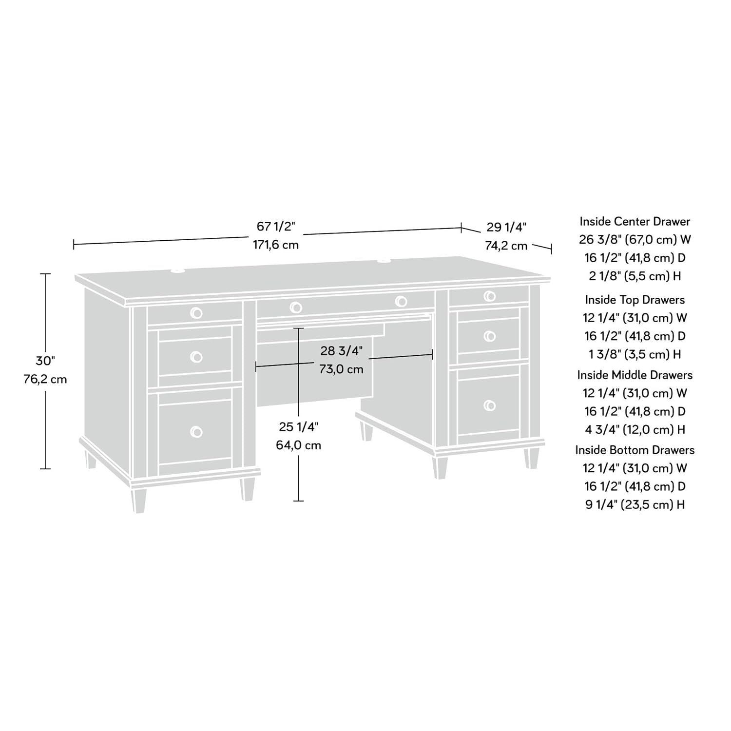 Sauder Hammond Executive Desk, Emery Oak Finish