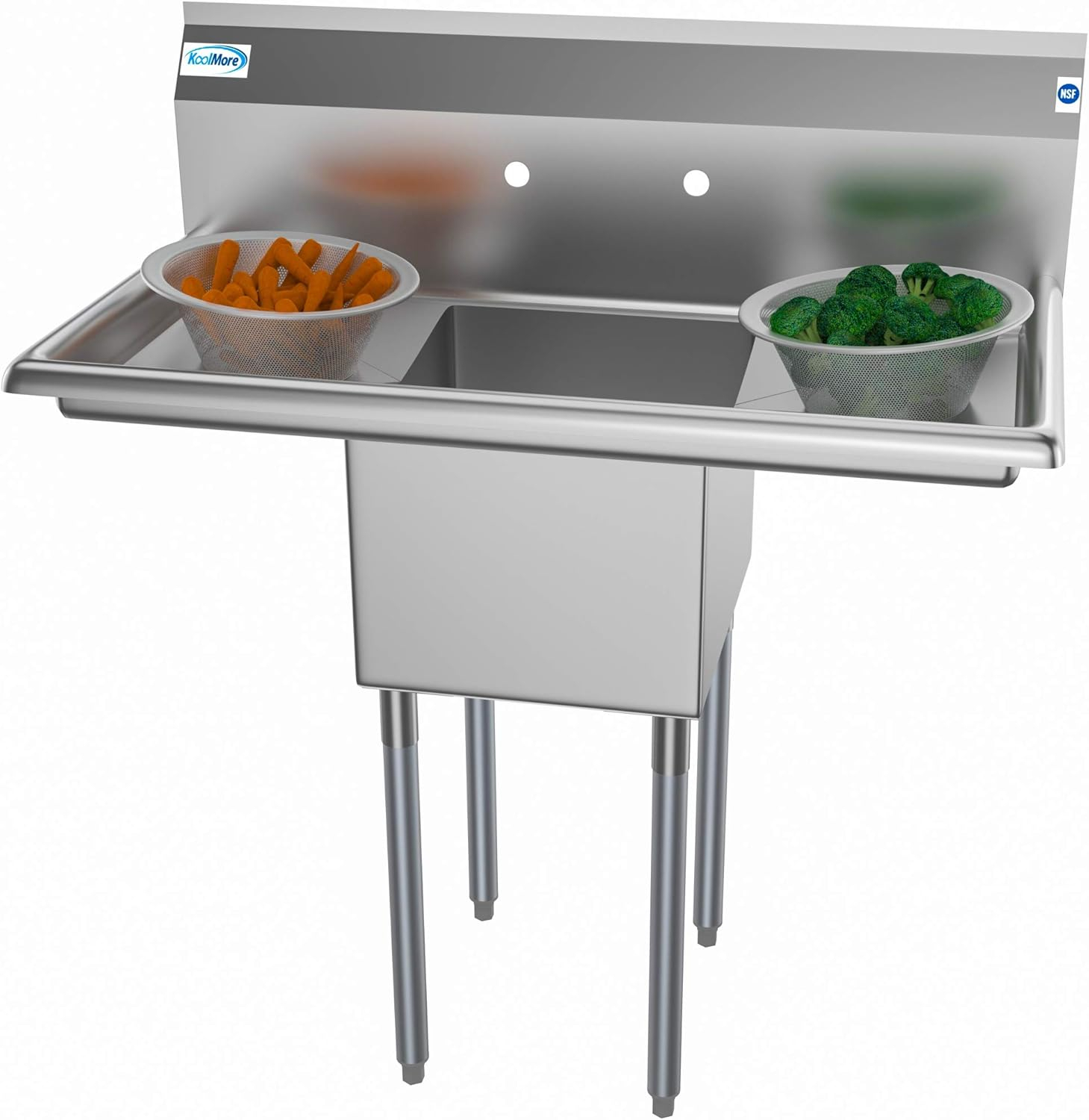 Stainless Steel 1-Compartment Utility Sink with Dual Drainboards