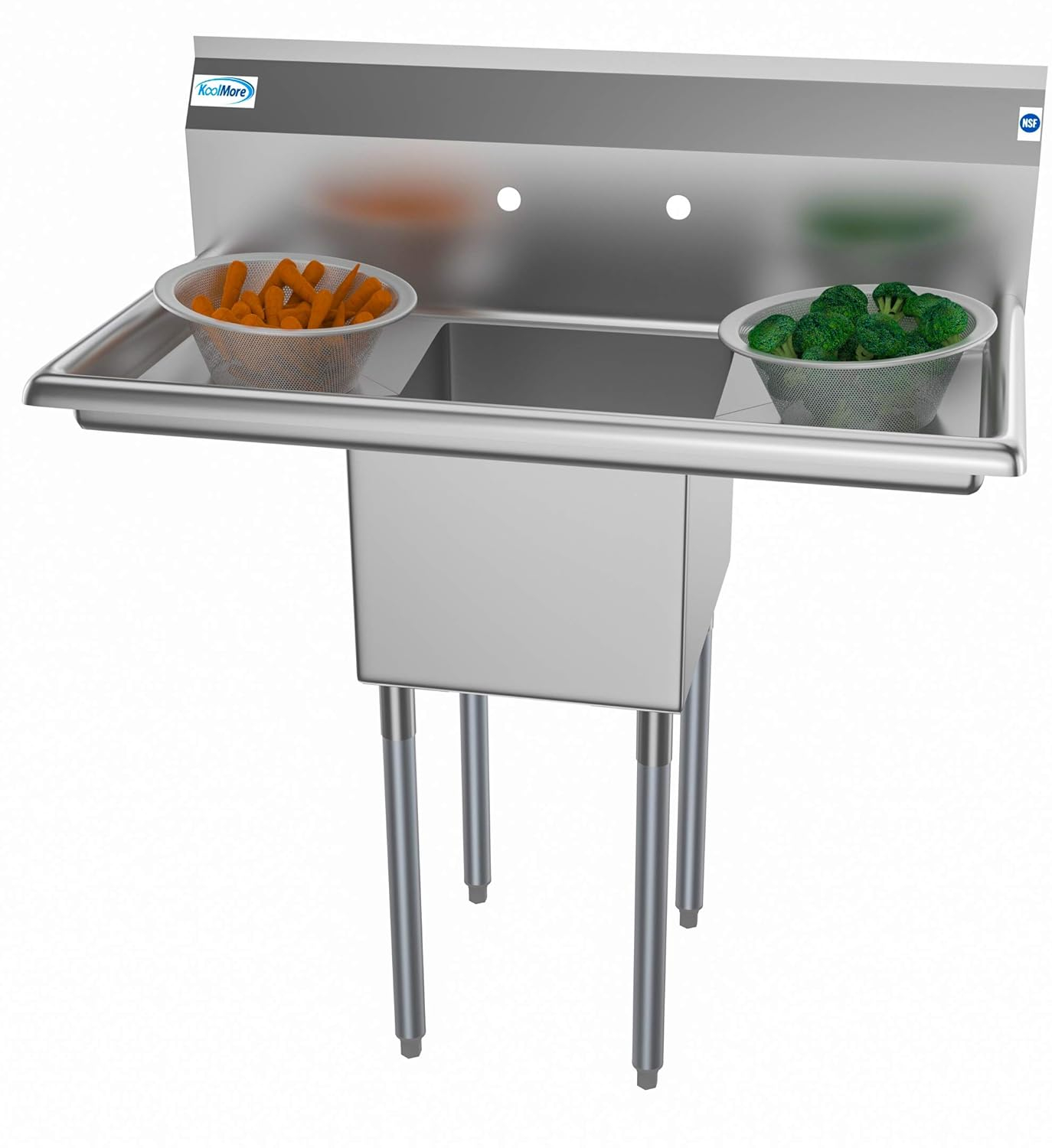 Stainless Steel 1-Compartment Utility Sink with Dual Drainboards
