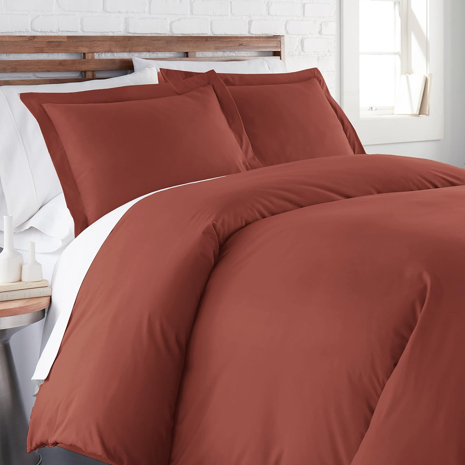 Southshore Fine Living, Inc. Oversized Queen Duvet Cover Set – Easy-Care Queen/Full Size Duvet Cover with 2 Pillow Shams, Lightweight, Queen Size Comforter Cover, Fade and Stain Resistant, Marsala