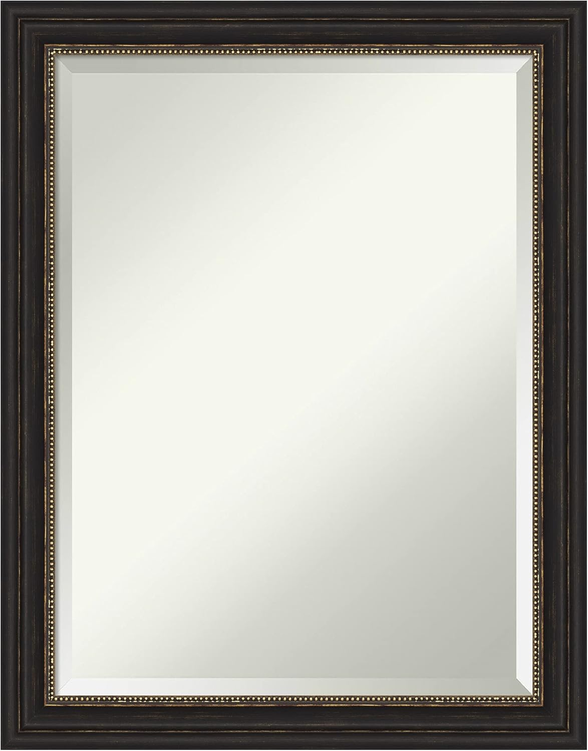 Amanti Art Beveled Bathroom Wall Mirror - Accent Bronze Narrow Frame Outer Size: 22 x 28 in