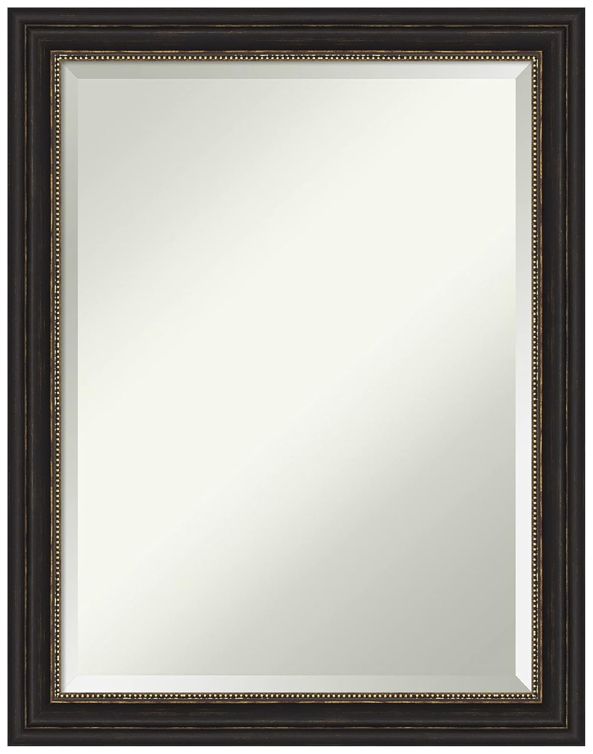 Amanti Art Beveled Bathroom Wall Mirror - Accent Bronze Narrow Frame Outer Size: 22 x 28 in