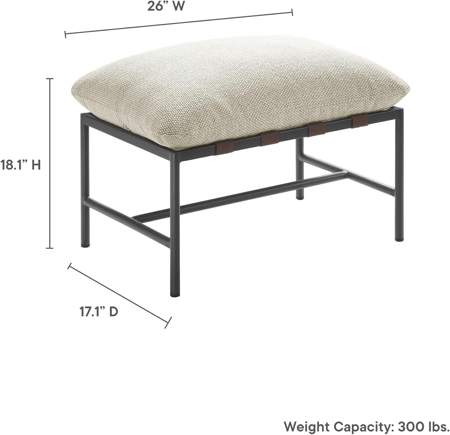 Modway Raya Outdoor Patio Boucle Ottoman in Ivory
