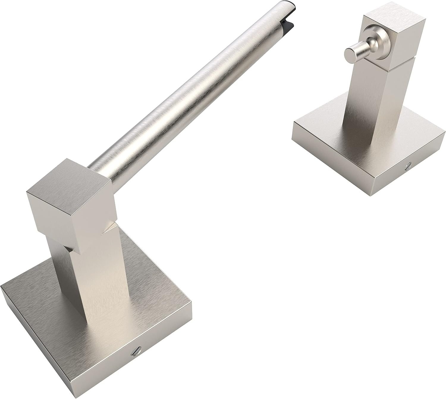 Double Post Pivoting Modern Square Toilet Paper Holder by RUACQ, Brushed Nickel, Wall Mounted