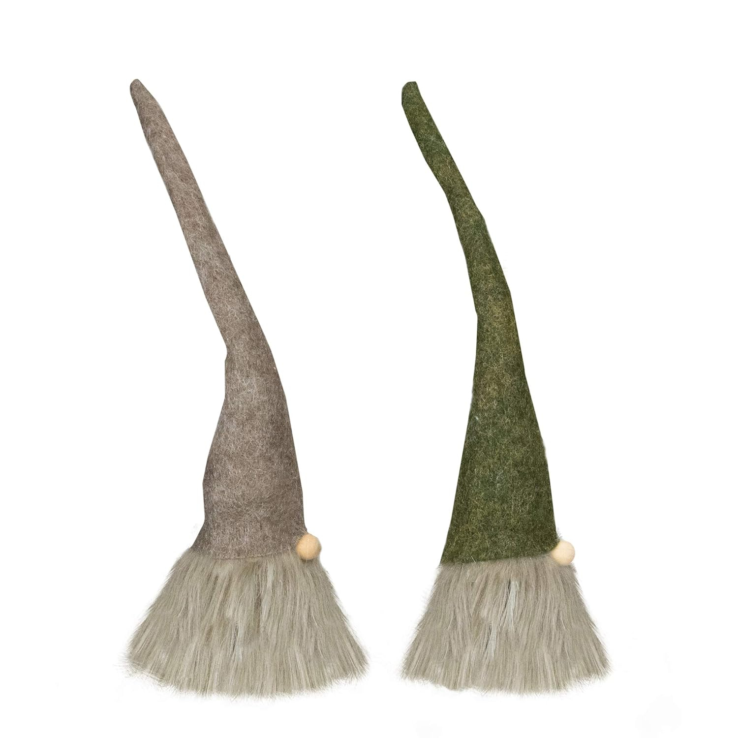 Northlight Christmas Gnome with Pointy Hat Figures - 10.5" - Green and Brown - Set of 2