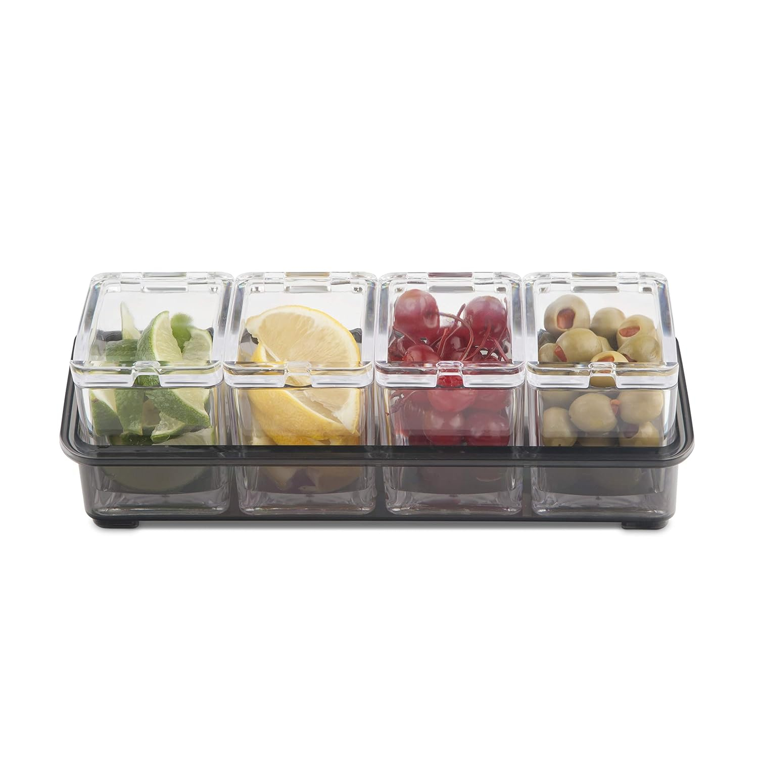 Clear Acrylic 5-Piece Garnish Bar Caddy with Removable Containers