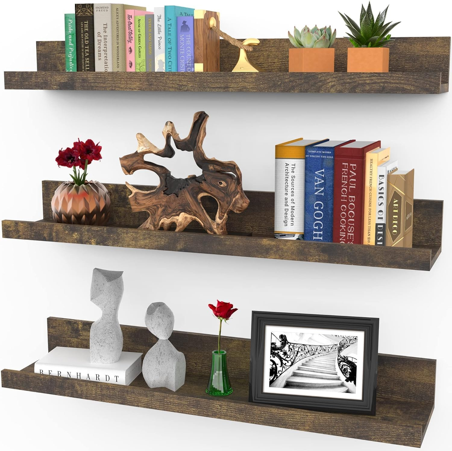 Floating Shelves, Set of 3 Wall Shelves (Multiple Sizes & Colors) by Icona Bay