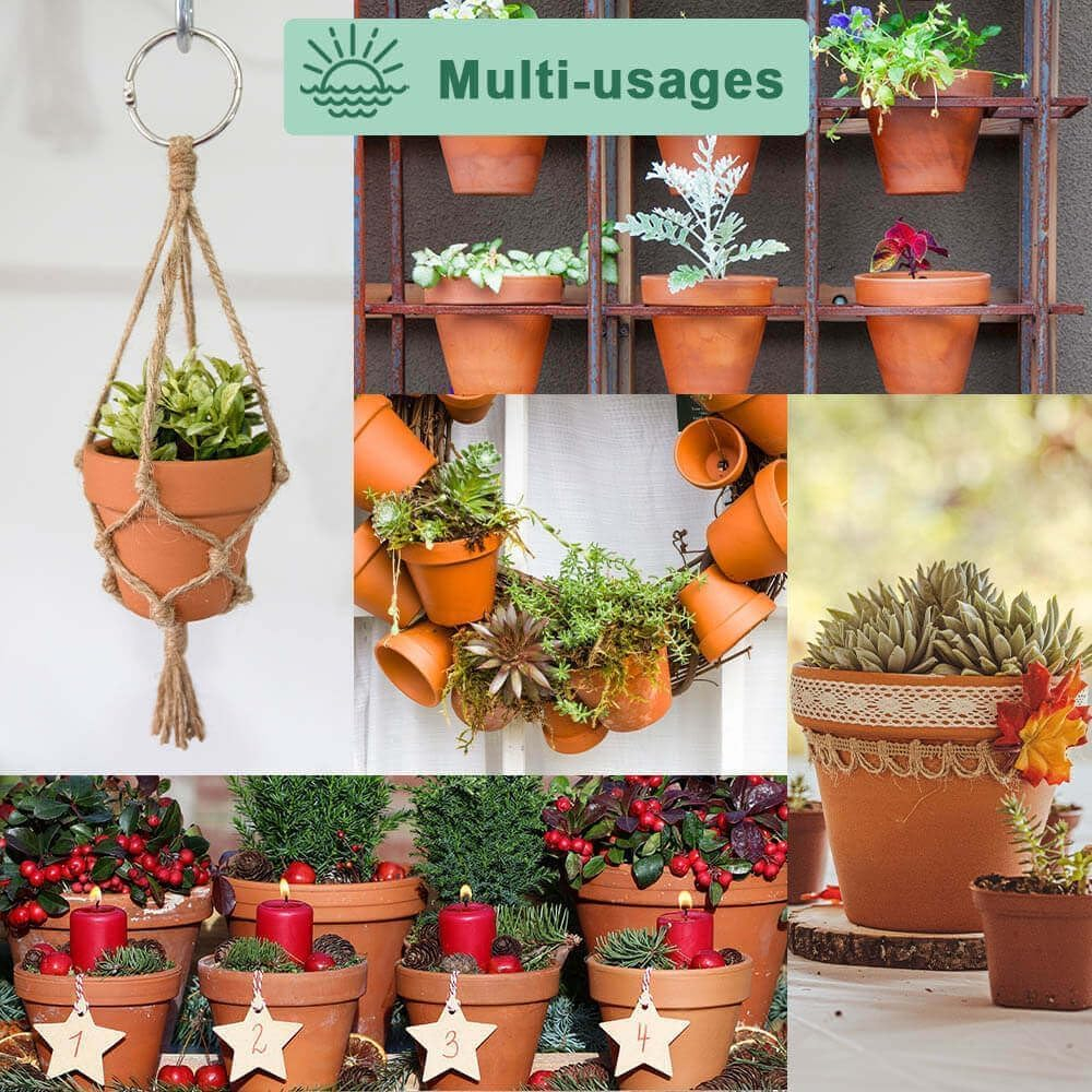 Terracotta Round Clay Plant Pots with Saucer, 5" Set of 6
