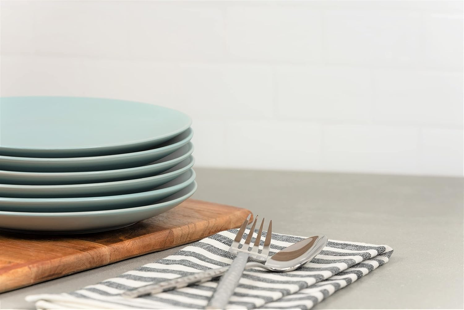 10 Strawberry Street Wazee Matte 8.25" Coupe Salad Plate, Set of 6, Mineral Blue