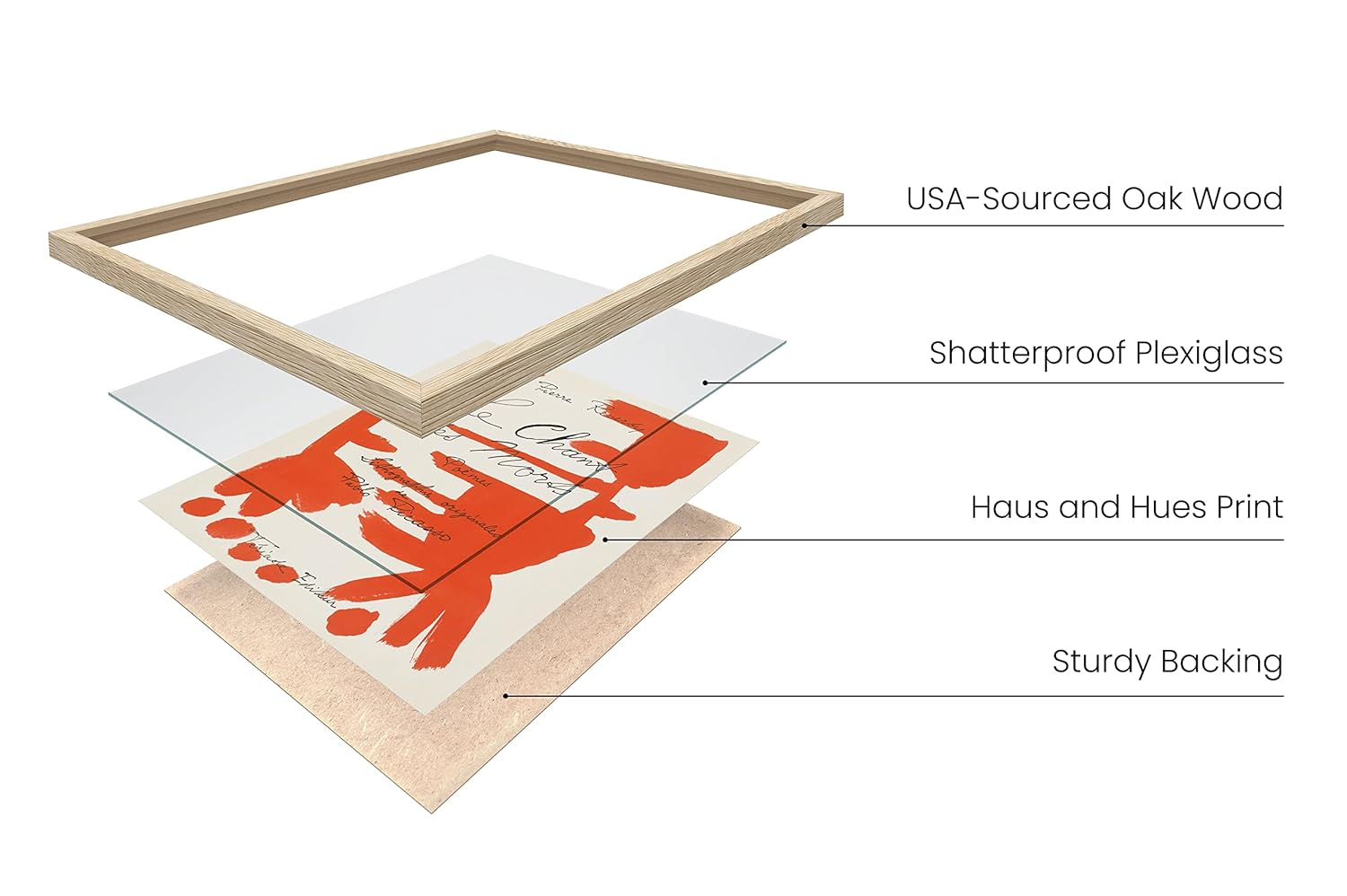 Vintage Red and Black Art Prints with Beige Pennsylvania Oak Frames