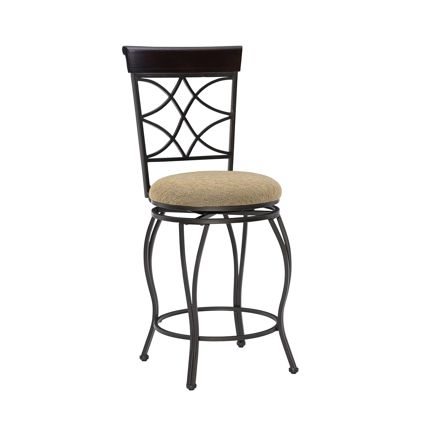 Linon Taburete de Bar Curves, Marrón Metalizado, Altura Del Asiento de 24 Pulgadas