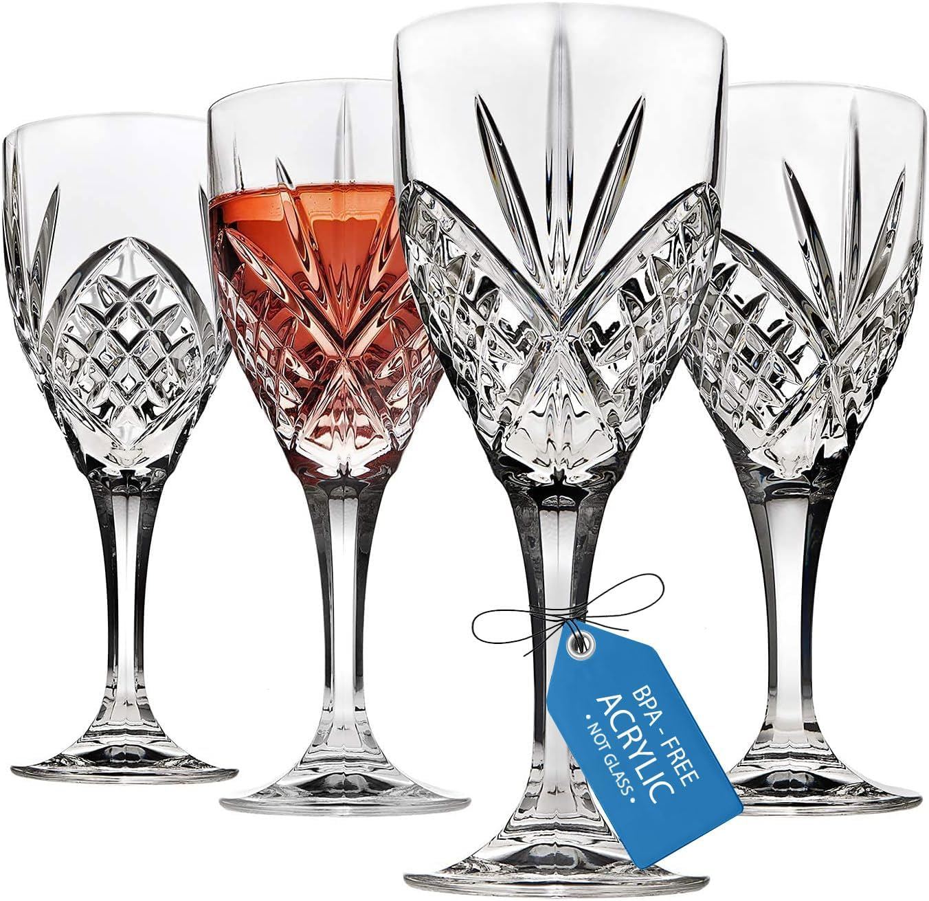Godinger Wine Glasses, Stemmed Wine Glasses, Red Wine Glasses, Shatterproof and Reusable, BPA Free Acrylic - Dublin Collection, Set of 4