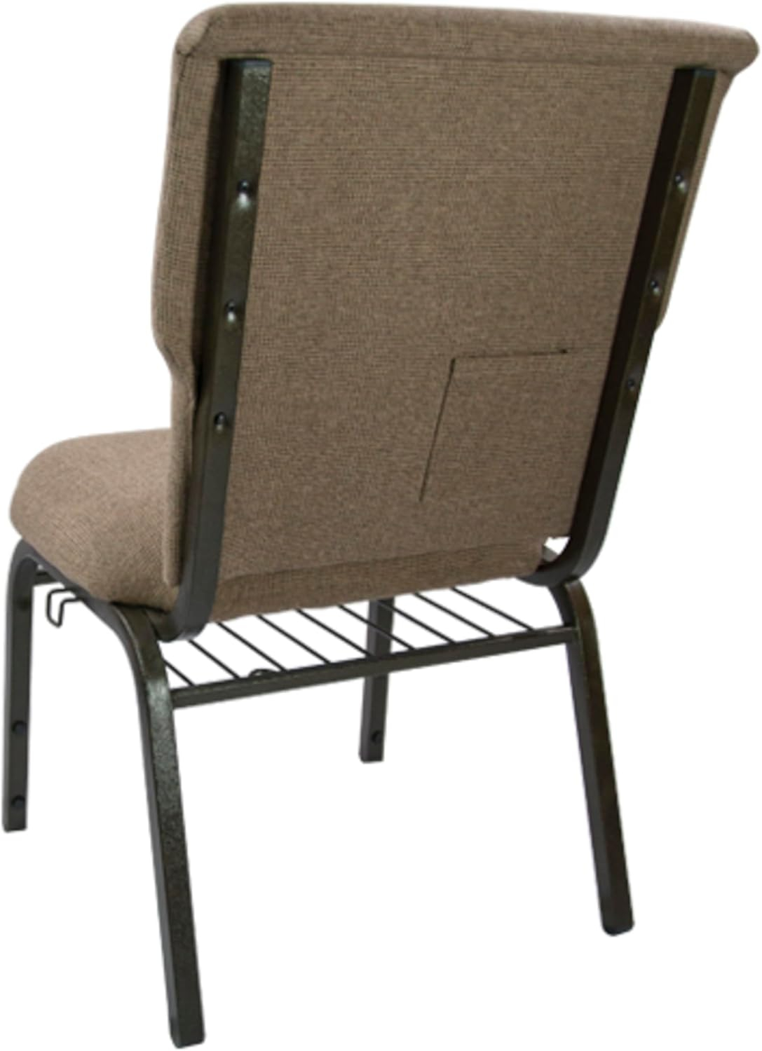 Brown Metal Stacking Church Chair with Padded Seat
