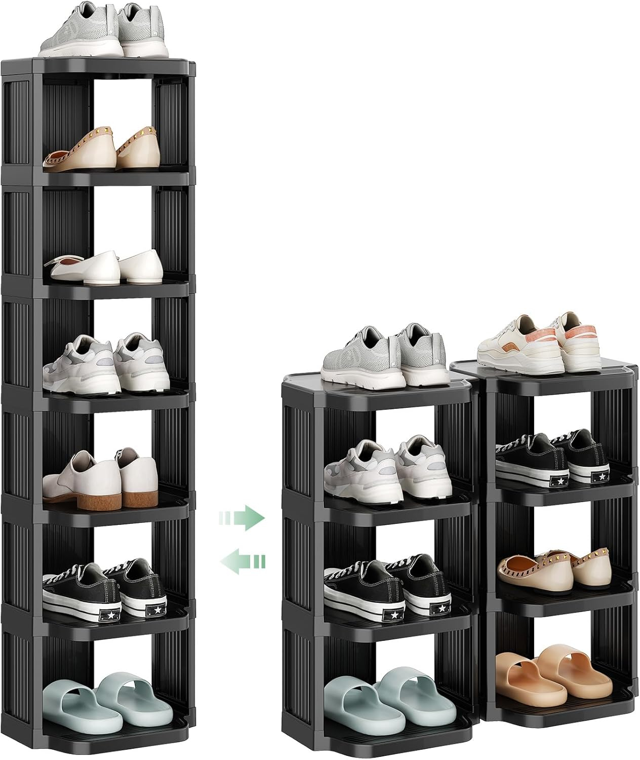 Kitstorack Vertical Shoe Rack: 8 Tiers Stackable Shoe Rack for Closet DIY Free Standing Shoe Organizer Small Shoe Shelf for Small Spaces and Narrow Spaces Plastic