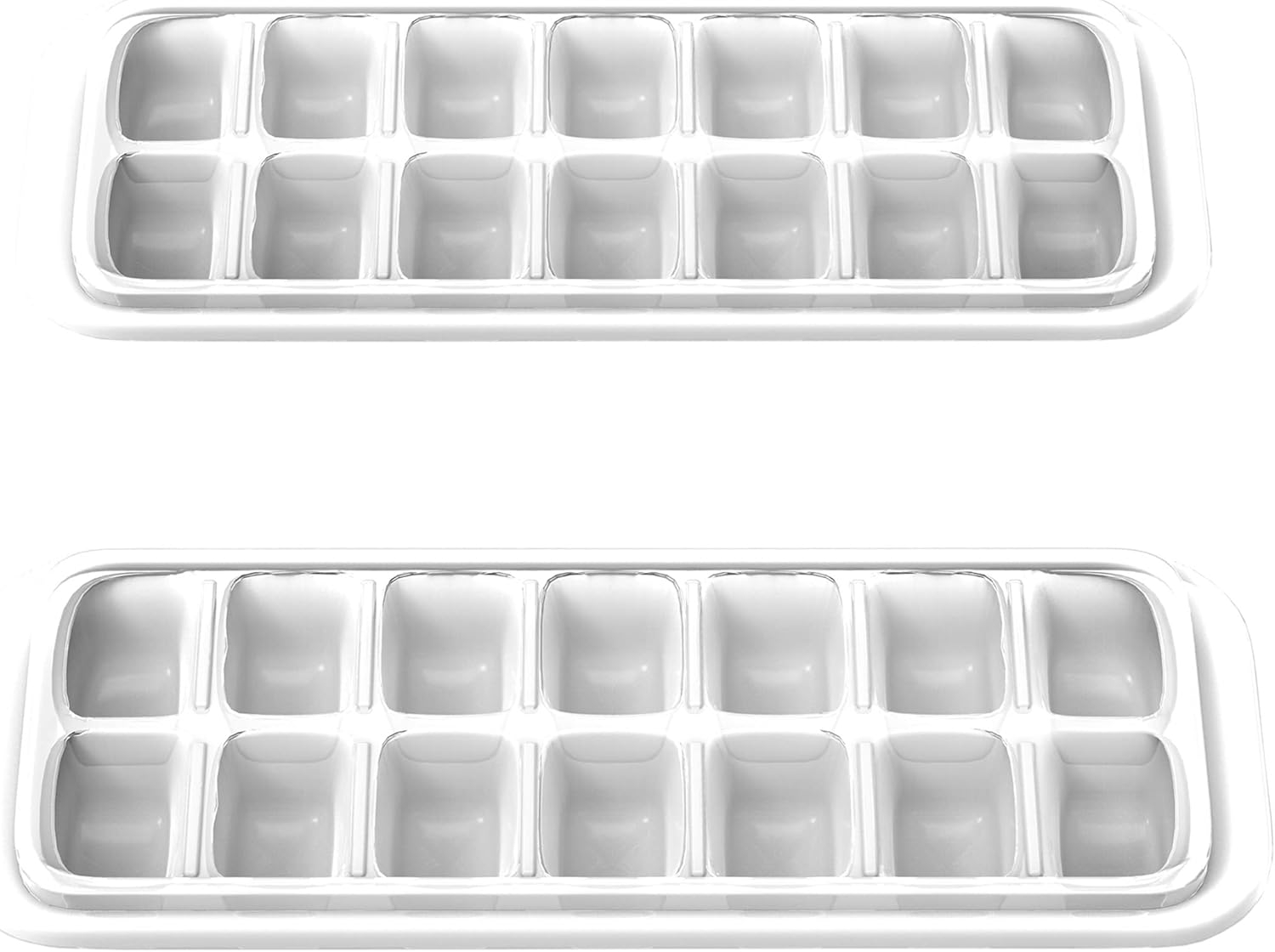 Chef Buddy Set of 2 Easy-Fill Ice Cube Trays with Lids, Multicolored