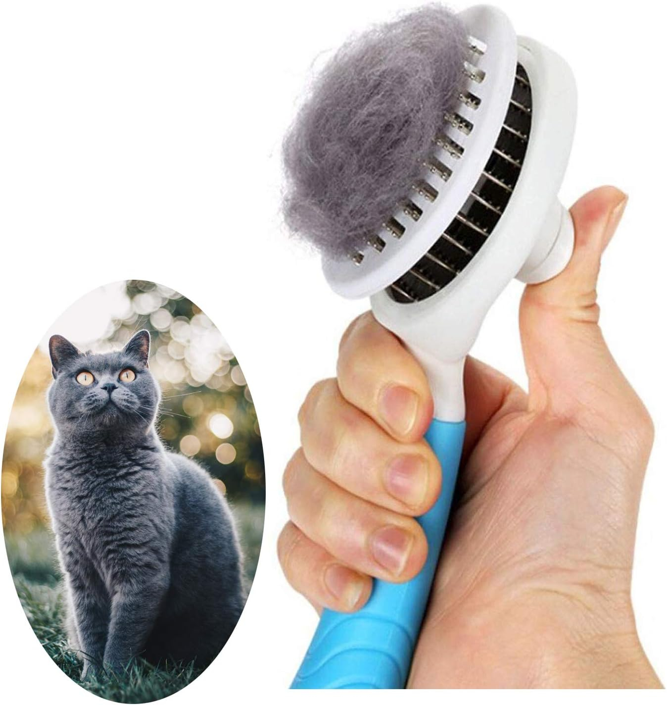 Cat Grooming Brush, Self Cleaning Slicker Brushes for Dogs Cats Pet Grooming Brush Tool Gently Removes Loose Undercoat, Mats Tangled Hair Slicker Brush for Pets Massage-Self Cleaning-Upgraded C42