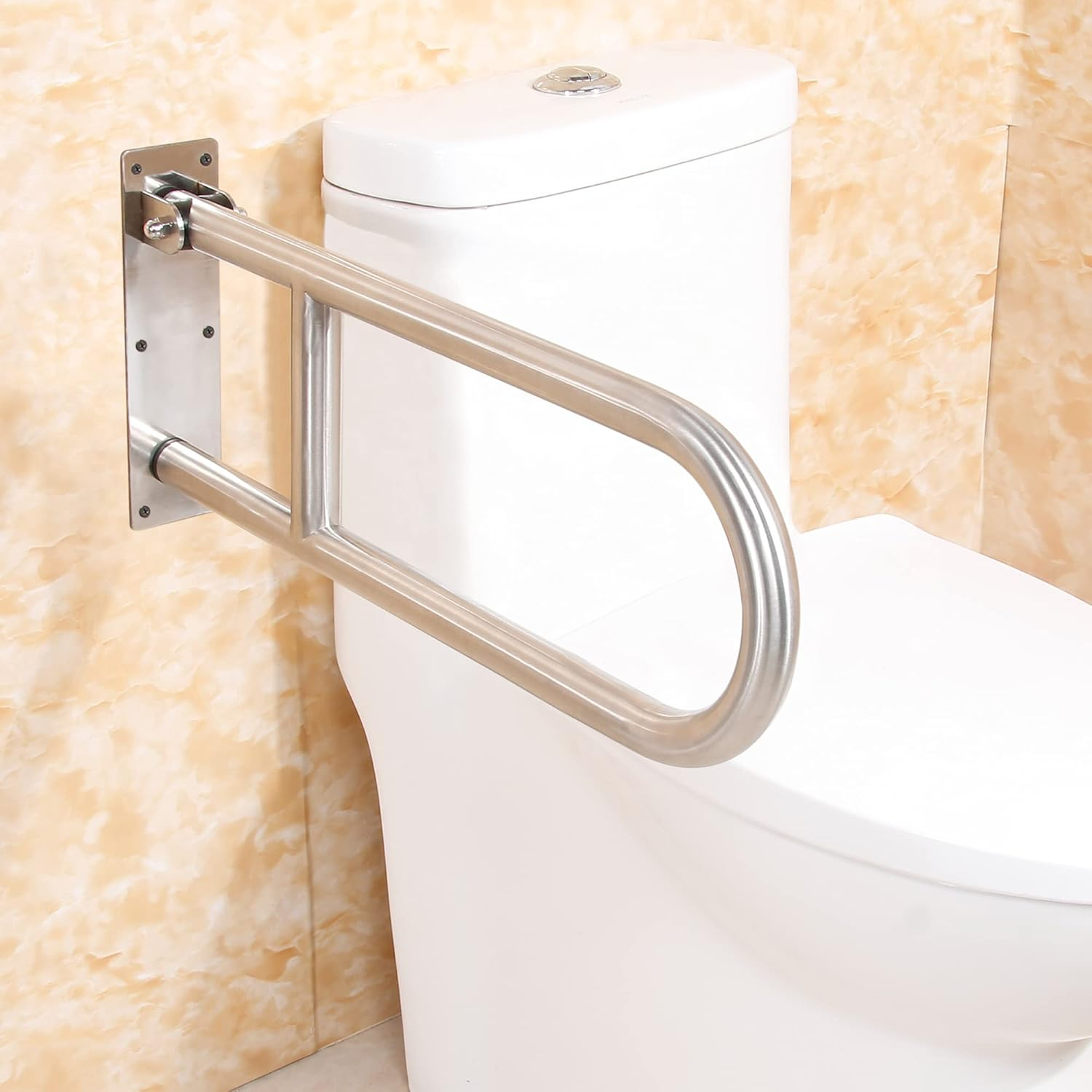 Huart Grab Bars for Bathroom, Stainless Steel Flip-Up Shower Grab Bar, Elderly, Handicapped, 24 in