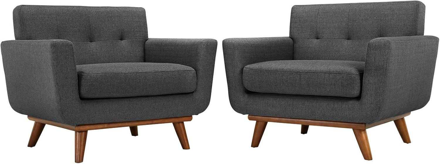 Modern Contemporary Living Room Armchair Set of Two Gray