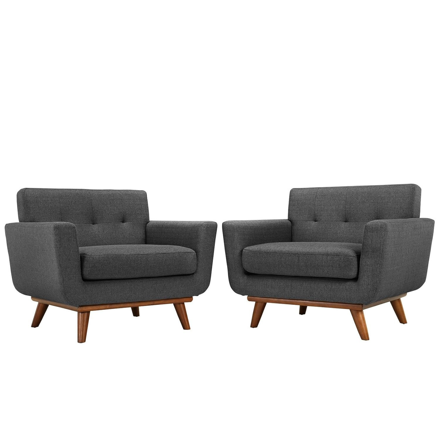 Modway Engage Modern Fabric Armchair in Gray/Cherry (Set of 2)